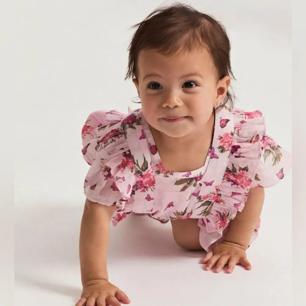NWOT LOVESHACKFANCY BABY CANTARA PINAFORE - ROSEMARY MAUVE 6-12M
